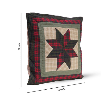 Quilted patchwork pillow cover, cushion cover, decorative throw pillow winter berry star plaid  by HOME HEART Brands(made in India)