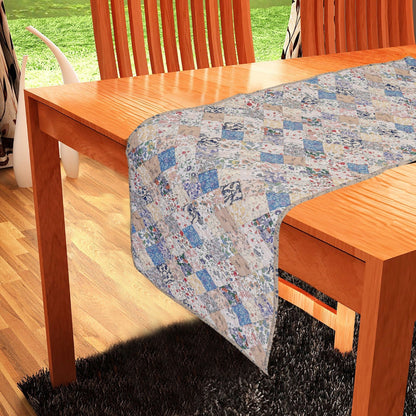 Hand Quilted patchwork Table Runner & Toppers Calico Country Floral by HOME HEART Brands(made in INDIA)