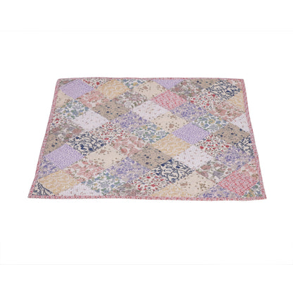 Hand Quilted table topper, square mat runner, patchwork , small quilt, Calico floral prints sew pocket by HOME HEART Brands(Made in India)