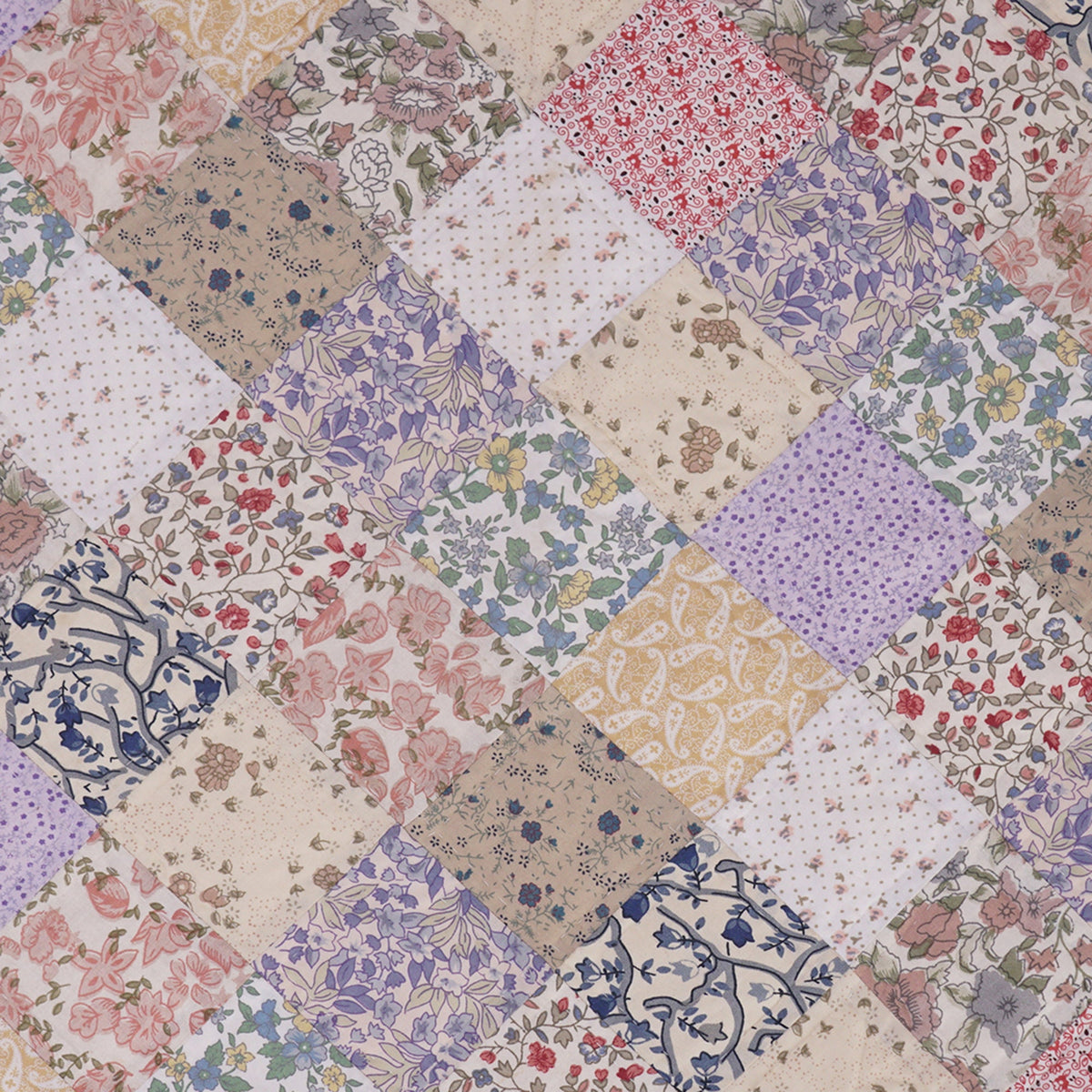Hand Quilted table topper, square mat runner, patchwork , small quilt, Calico floral prints sew pocket by HOME HEART Brands(Made in India)