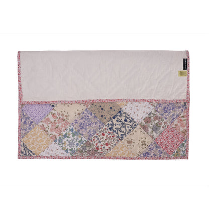 Hand Quilted table topper, square mat runner, patchwork , small quilt, Calico floral prints sew pocket by HOME HEART Brands(Made in India)