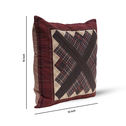 Pillow cover 16"x16" inch hand quilted cushion cover,decorative throw pillow log cabin star country plaid HOME HEART Brands(made in India)