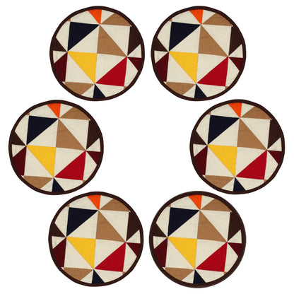 Quilted placemat & table mat, round patchwork table topper quilt country Kaleidoscope multi calico  by HOME HEART Brands( made in INDIA)