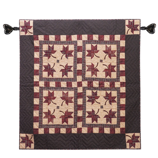 Throw, wall hanging ,Table Topper, Baby quilt 45"x45" patchwork autumn leaves Hand Quilted 100% Cotton by Home Heart brands (Made in India)