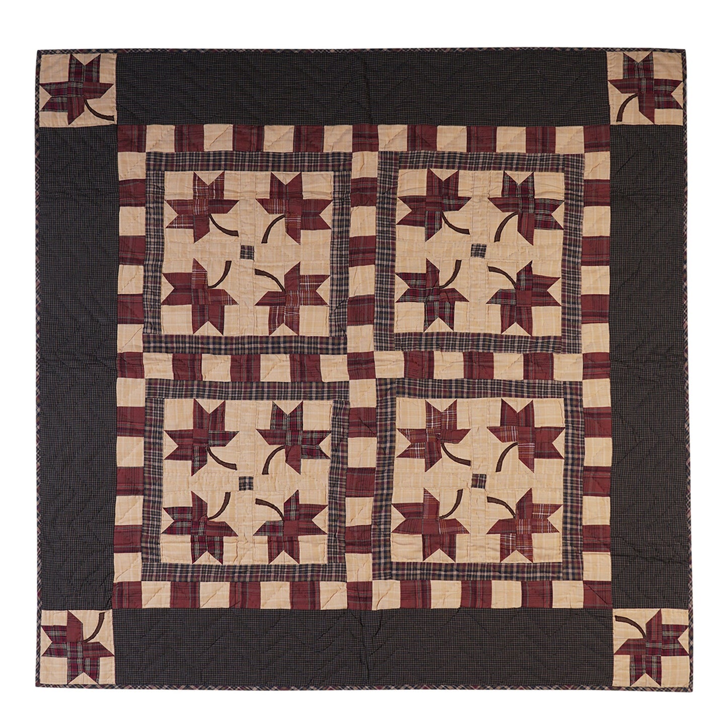Throw, wall hanging ,Table Topper, Baby quilt 45"x45" patchwork autumn leaves Hand Quilted 100% Cotton by Home Heart brands (Made in India)