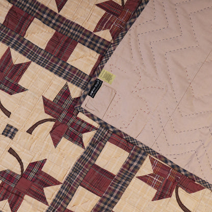 Throw, wall hanging ,Table Topper, Baby quilt 45"x45" patchwork autumn leaves Hand Quilted 100% Cotton by Home Heart brands (Made in India)