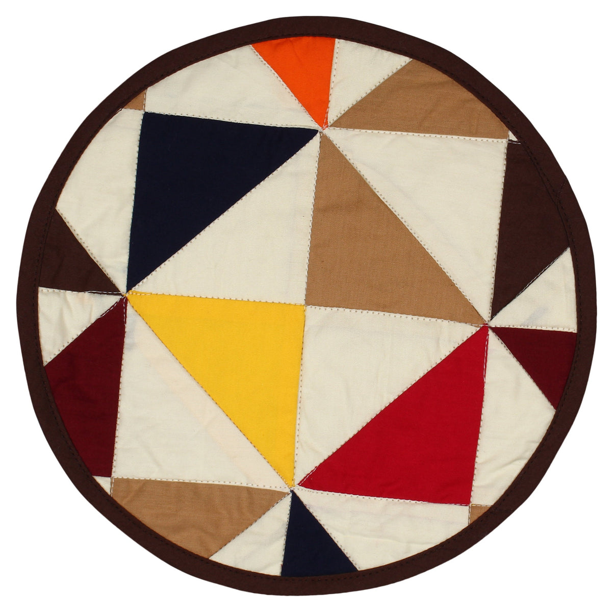 Quilted placemat & table mat, round patchwork table topper quilt country Kaleidoscope multi calico by HOME HEART Brands( made in INDIA)