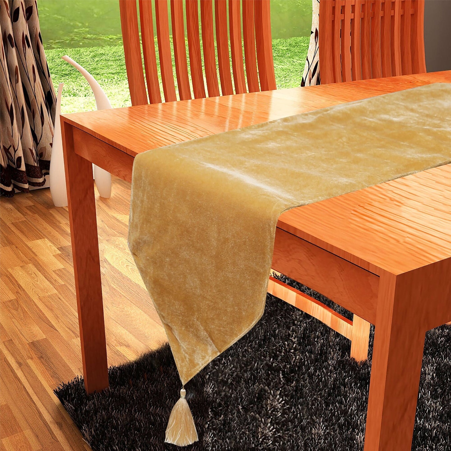 Velvet Table Runner & Toppers Premium beige velvet fabric double layer reversible Decorative by Home Heart Brands(made in India)