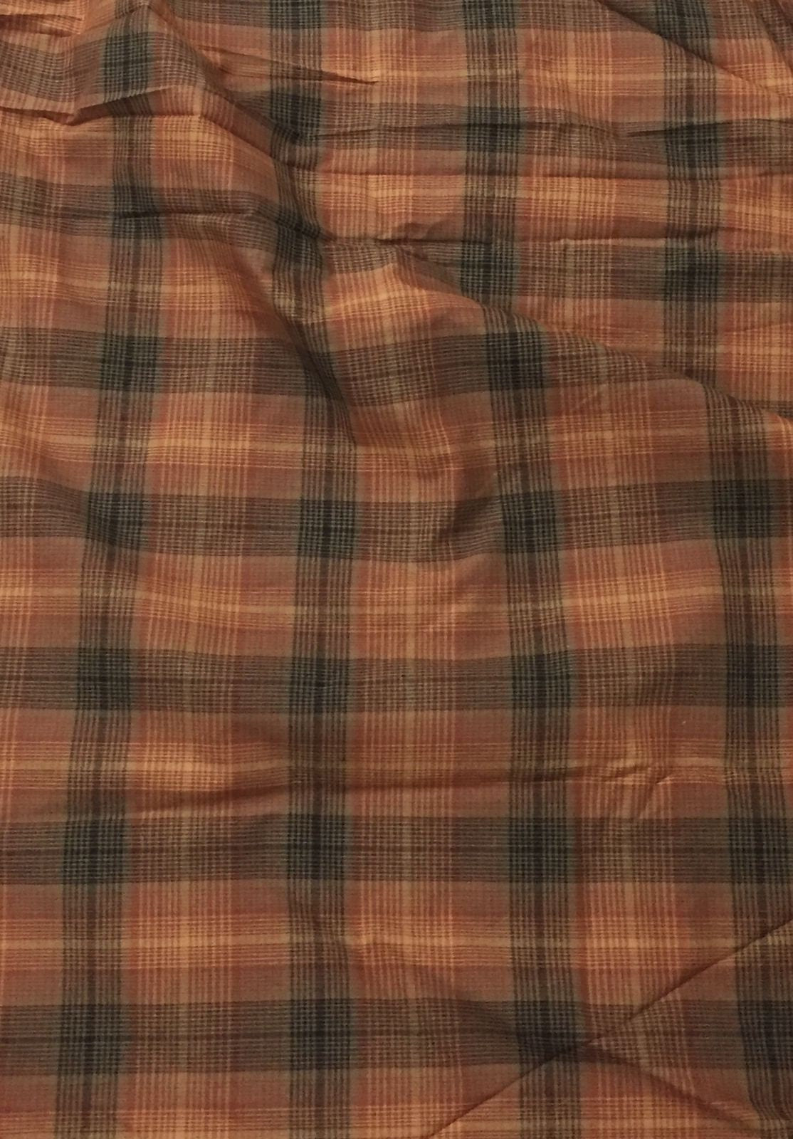 Fabric soft cotton rust black plaid home spun Fabric choose your yard in cut collection by HOME HEART Brands (Made in India)