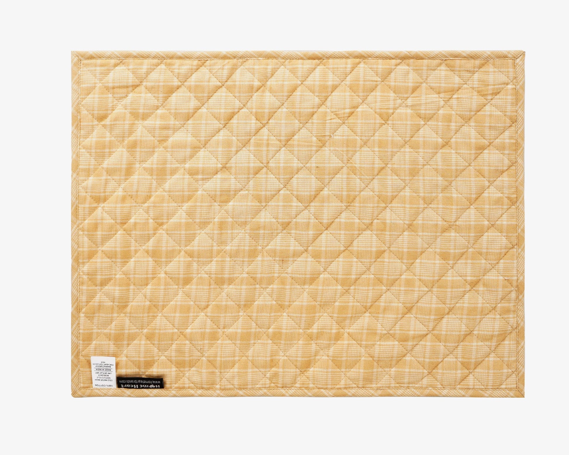Quilted PLACEMAT & Table toppers Table mat black star embroidered gold Country Plaid 14"X19" by HOME HEART Brands(Made in India)