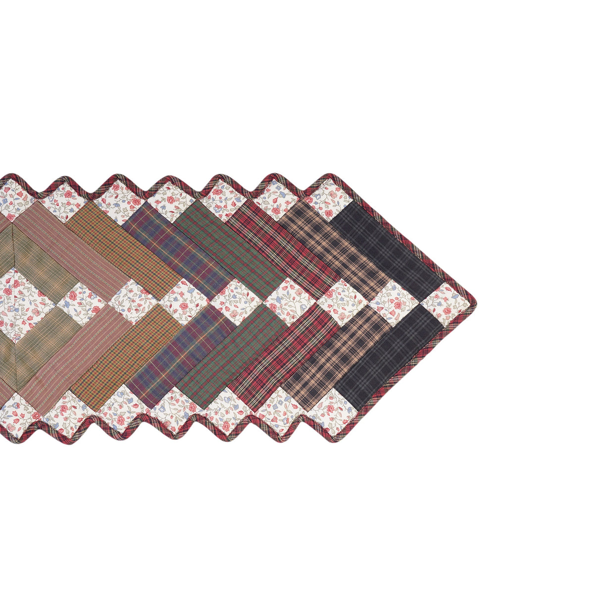 Quilted Table Runner & Toppers country patchwork Mix plaid, print cotton fabric Charming square by HOME HEART Brands (Made in India)