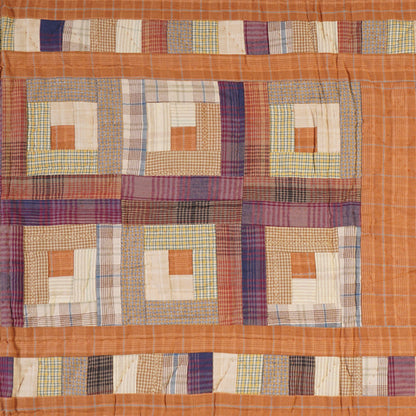 Hand Quilted patchwork 18x50 Table Runner & Toppers Country Autumn log cabin plaid cotton fabric by HOME HEART Brands(made in INDIA)