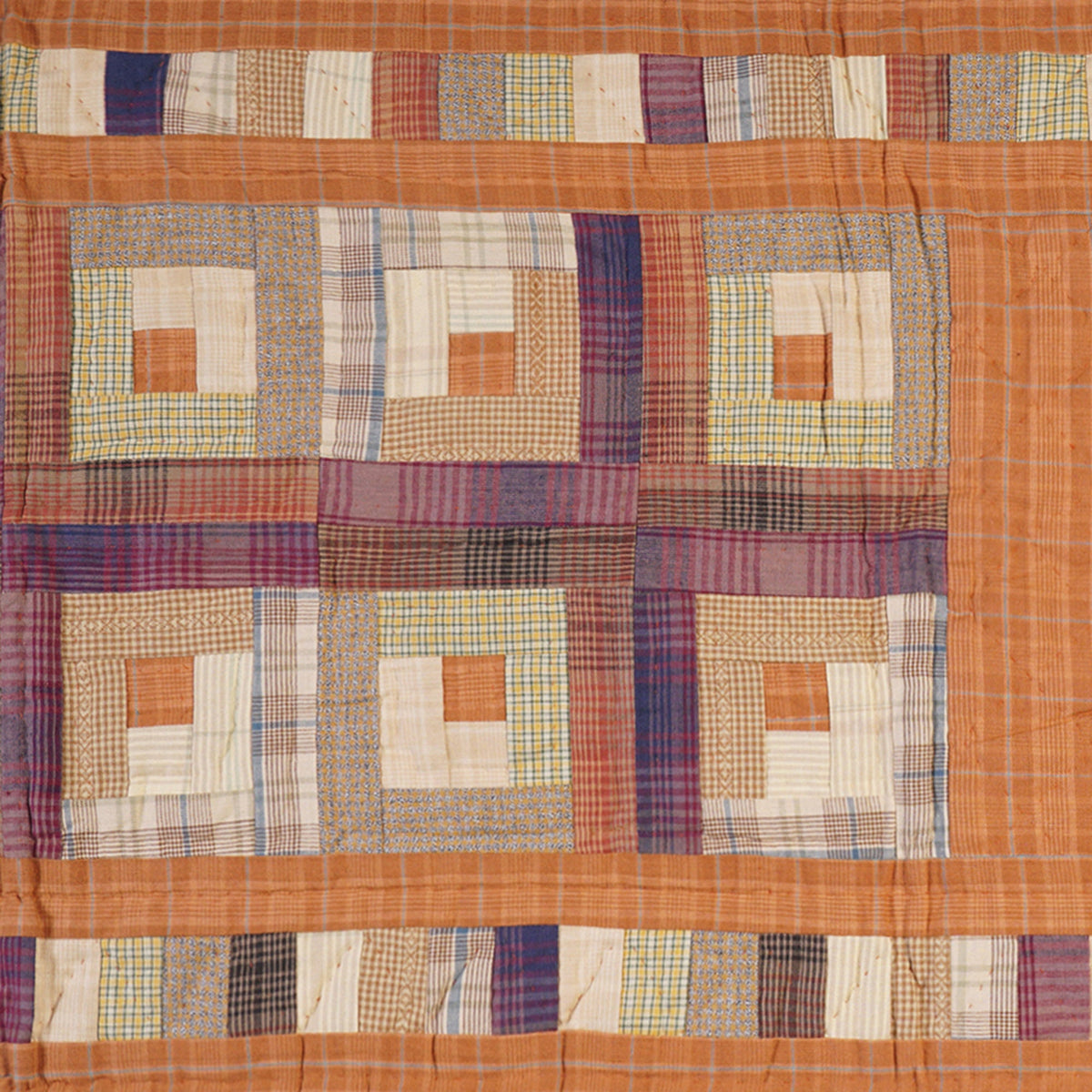 Hand Quilted patchwork 18x50 Table Runner & Toppers Country Autumn log cabin plaid cotton fabric by HOME HEART Brands(made in INDIA)