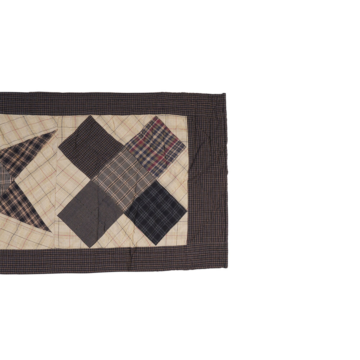 Hand Quilted patchwork 13"x35" Table Runner & Toppers Country blazing star plaid cotton fabric by HOME HEART Brands(made in INDIA)