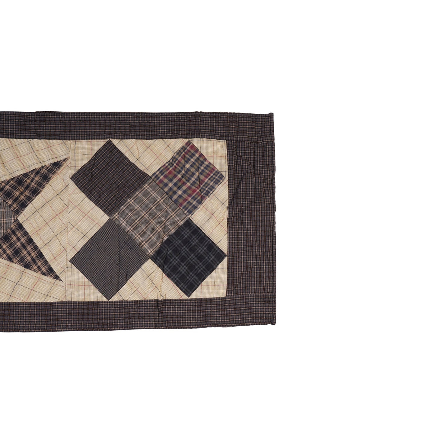 Hand Quilted patchwork 13"x35" Table Runner & Toppers Country blazing star plaid cotton fabric by HOME HEART Brands(made in INDIA)