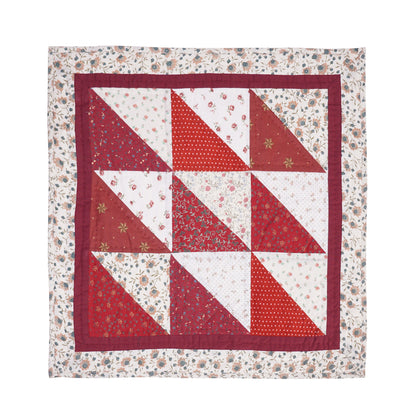 Hand Quilted table topper, square mat runner, patchwork , small quilt, Calico floral prints sew pocket by HOME HEART Brands(Made in India)
