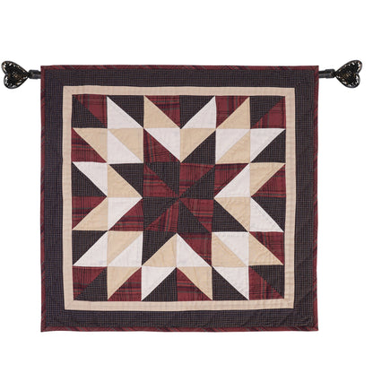 Hand Quilted table topper, square mat quilt runner, patchwork,mini star quilt country plaid sew pocket by HOME HEART Brands(Made in India)