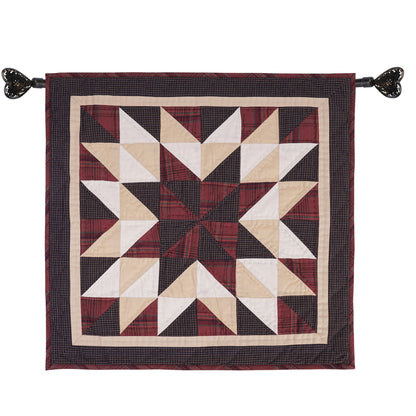Hand Quilted table topper, square mat quilt runner, patchwork,mini star quilt country plaid sew pocket by HOME HEART Brands(Made in India)