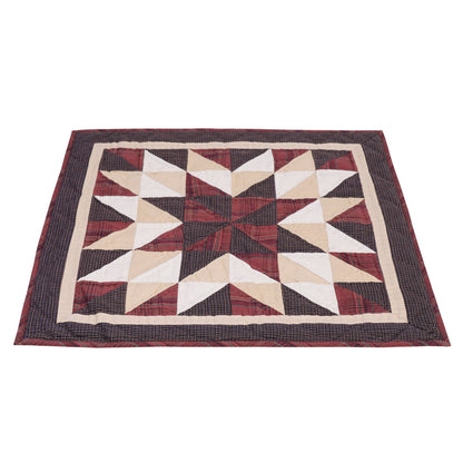 Hand Quilted table topper, square mat quilt runner, patchwork,mini star quilt country plaid sew pocket by HOME HEART Brands(Made in India)