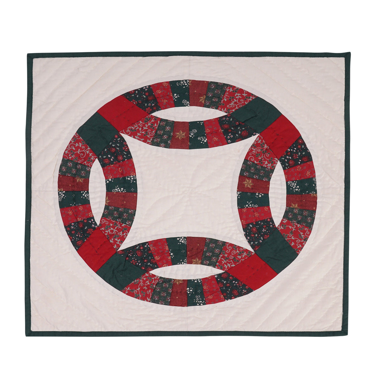Hand Quilted table topper, square mat runner, patchwork , small quilt, Calico floral prints sew pocket by HOME HEART Brands(Made in India)