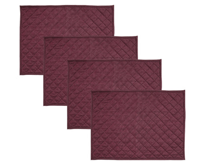 Quilted placemat table mat plum color 100% cotton chambray 14"X19" by HOME HEART Brands (made in INDIA)