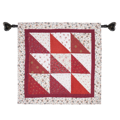 Hand Quilted table topper, square mat runner, patchwork , small quilt, Calico floral prints sew pocket by HOME HEART Brands(Made in India)