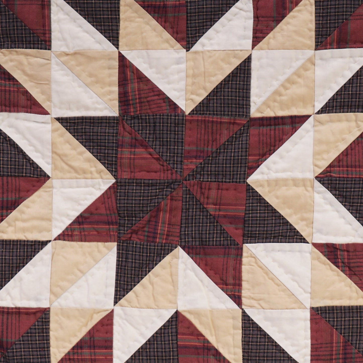 Hand Quilted table topper, square mat quilt runner, patchwork,mini star quilt country plaid sew pocket by HOME HEART Brands(Made in India)