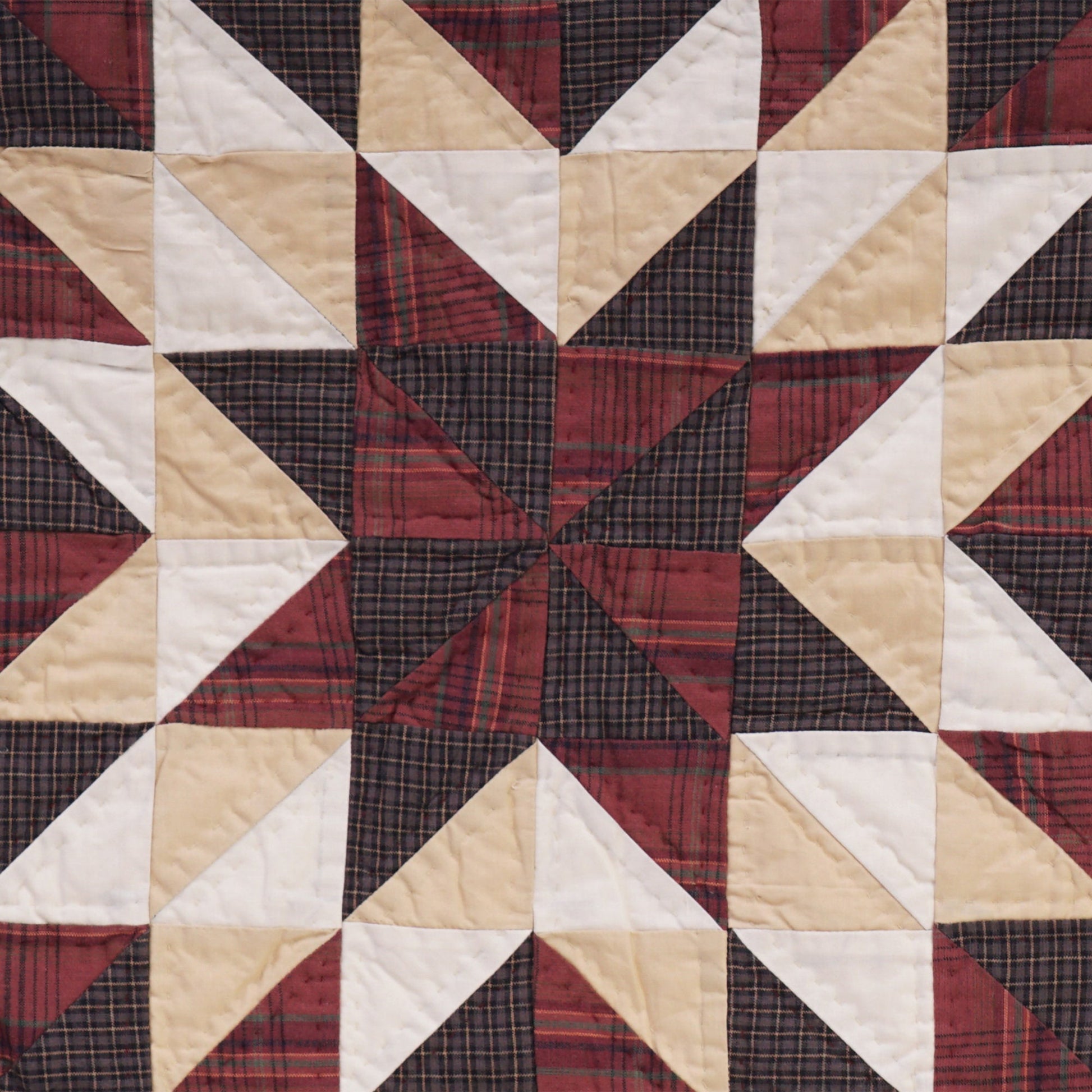 Hand Quilted table topper, square mat quilt runner, patchwork,mini star quilt country plaid sew pocket by HOME HEART Brands(Made in India)
