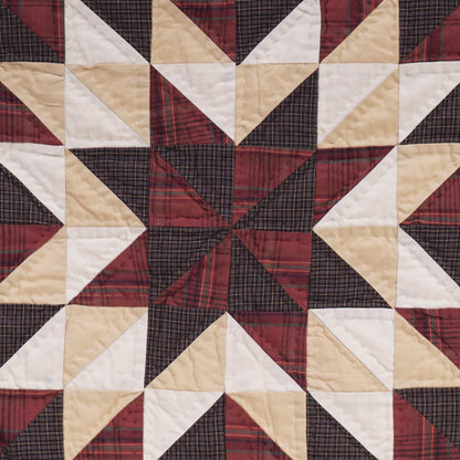 Hand Quilted table topper, square mat quilt runner, patchwork,mini star quilt country plaid sew pocket by HOME HEART Brands(Made in India)