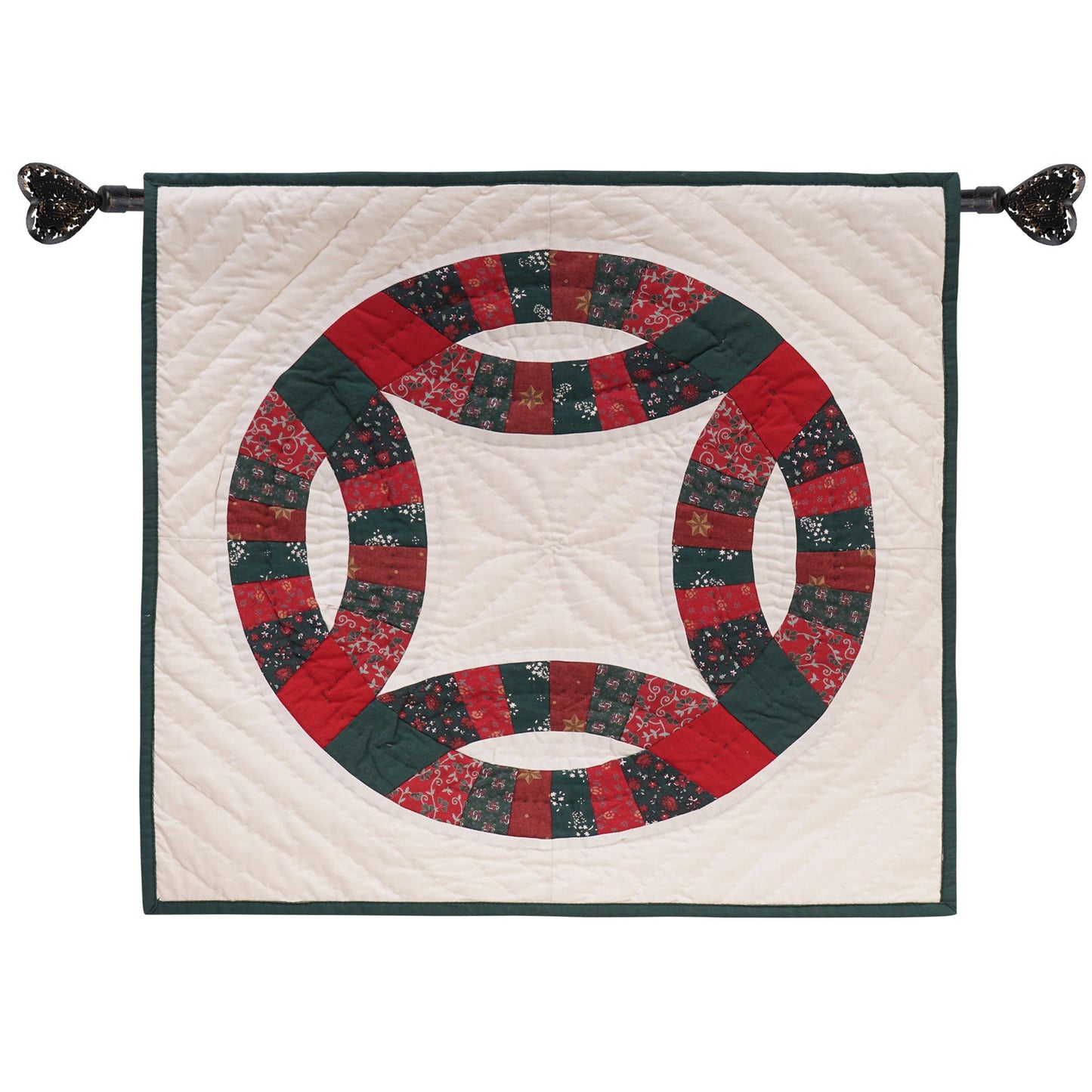 Hand Quilted table topper, square mat runner, patchwork , small quilt, Calico floral prints sew pocket by HOME HEART Brands(Made in India)