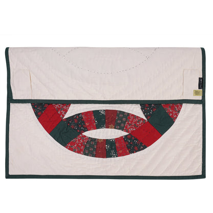 Hand Quilted table topper, square mat runner, patchwork , small quilt, Calico floral prints sew pocket by HOME HEART Brands(Made in India)