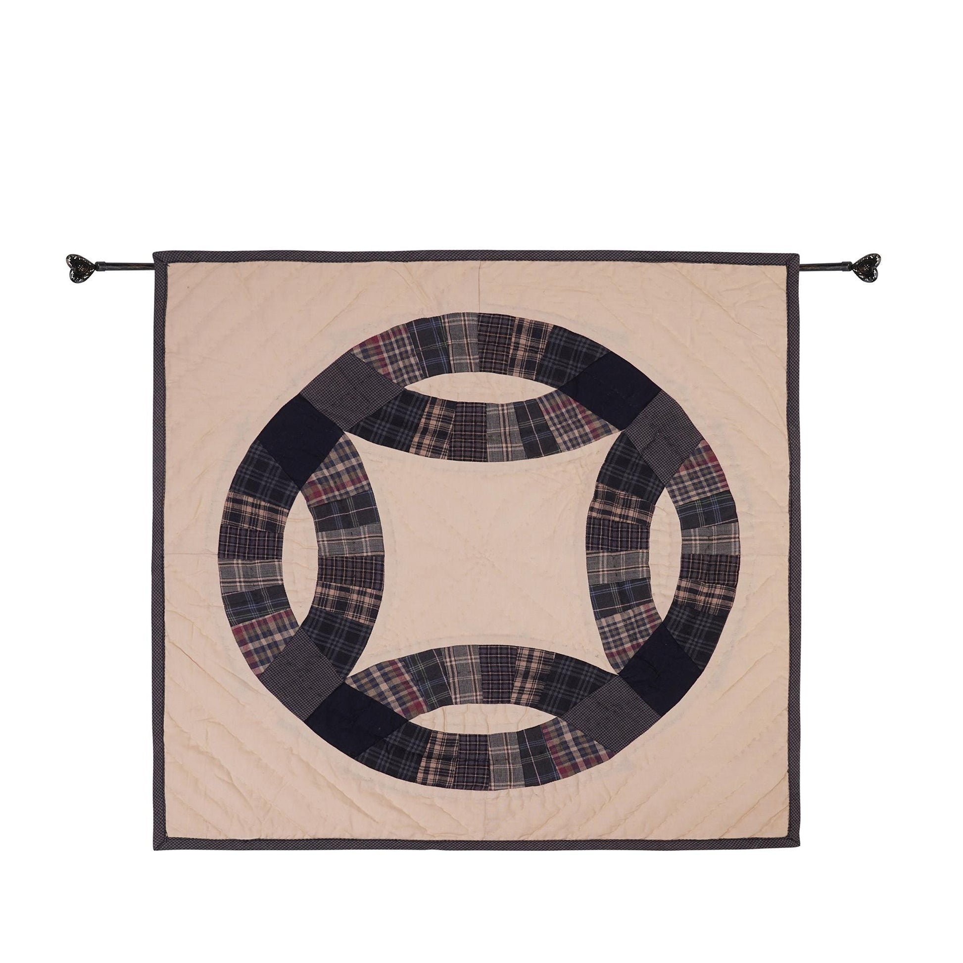 Square wall hanging 19"x19" country table topper, Block small quilt, sew pocket hand quilted patchwork by HOME HEART Brands(Made in India)