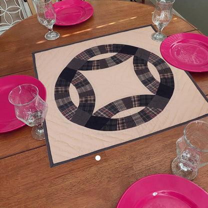 Square wall hanging 19"x19" country table topper, Block small quilt, sew pocket hand quilted patchwork by HOME HEART Brands(Made in India)