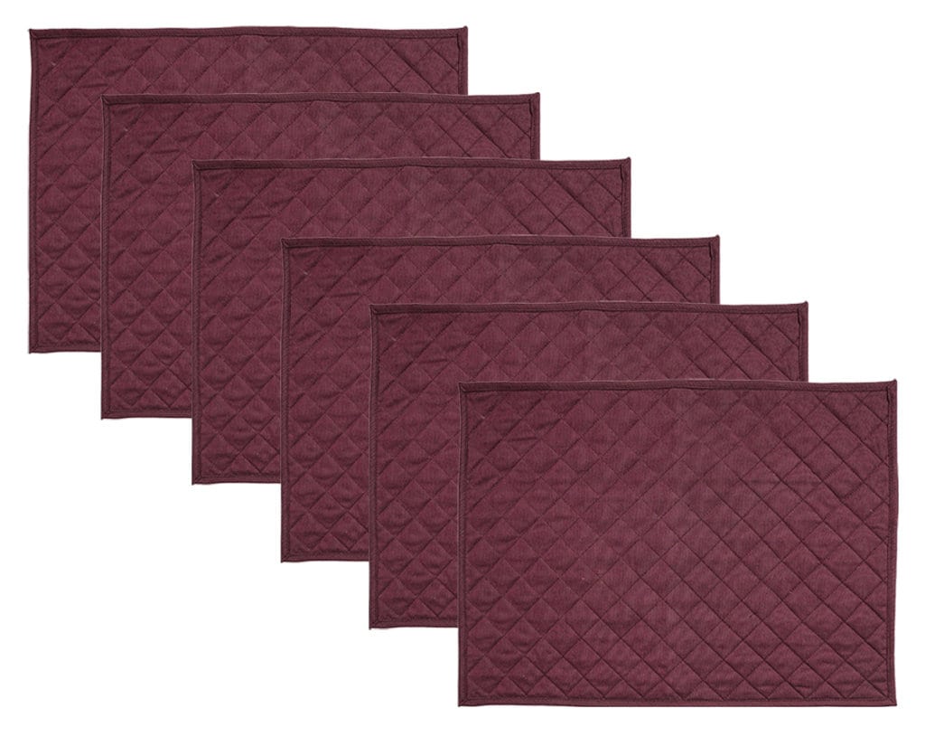 Quilted placemat table mat plum color 100% cotton chambray 14"X19" by HOME HEART Brands (made in INDIA)
