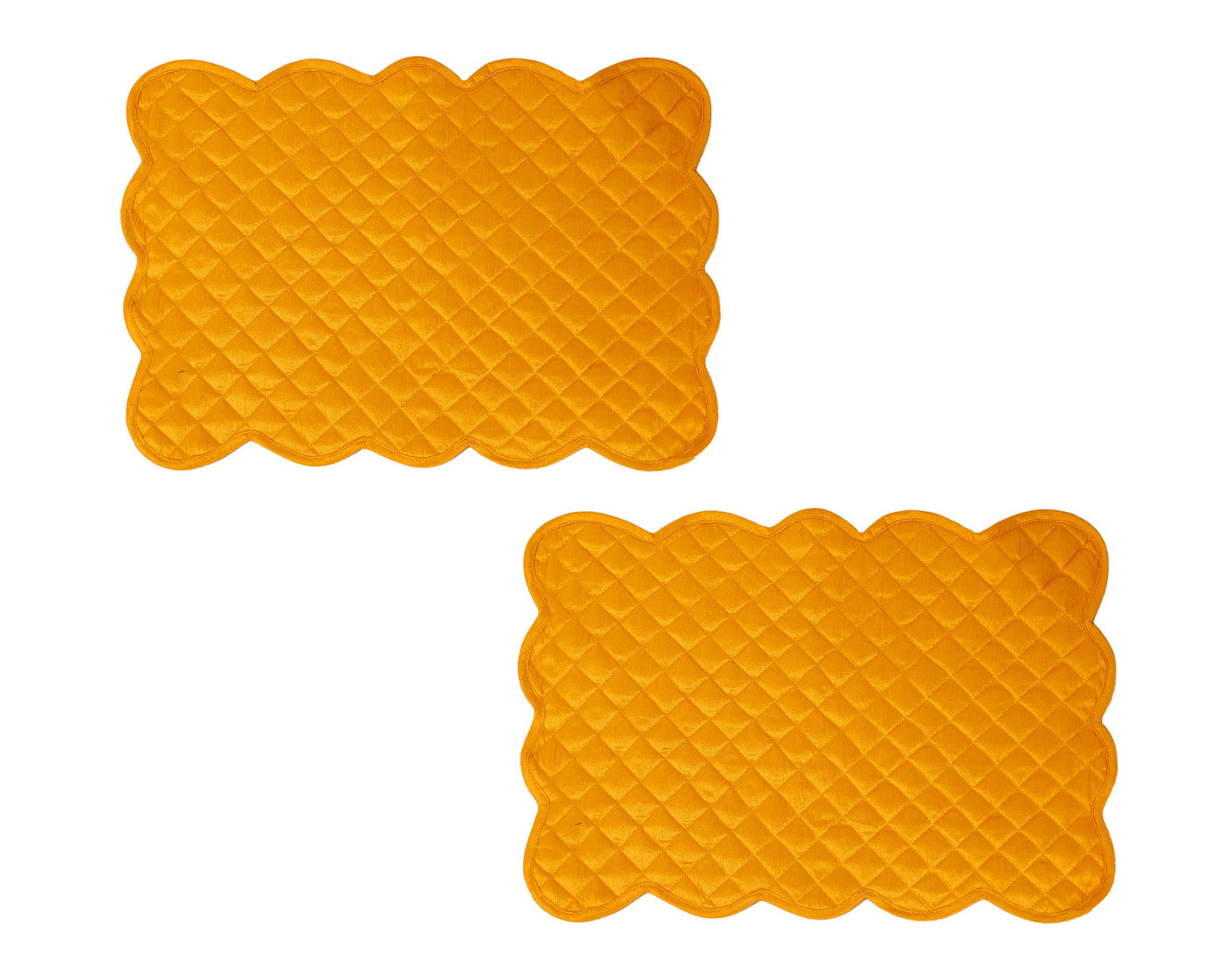 Quilted Table runner, Trivet, placemat  & Table toppers  duiponi Silk Autumn yellow color reversible by HOME HEART Brands(Made in India)