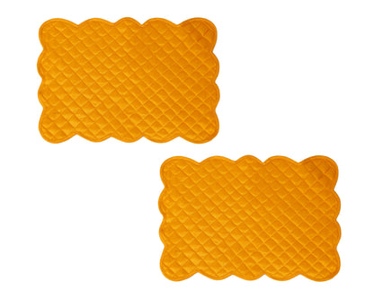 Quilted Table runner, Trivet, placemat  & Table toppers  duiponi Silk Autumn yellow color reversible by HOME HEART Brands(Made in India)