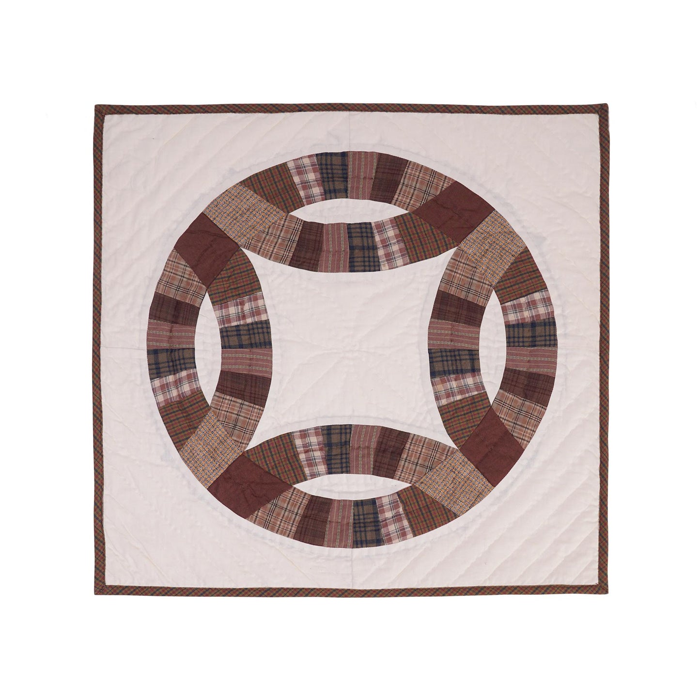 Square block small quilt wall hanging 19"x19" country table topper,two sew pocket hand quilted patchwork by HOME HEART Brands(Made in India)