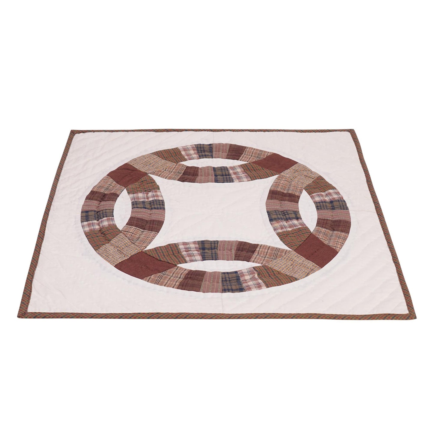 Square block small quilt wall hanging 19"x19" country table topper,two sew pocket hand quilted patchwork by HOME HEART Brands(Made in India)