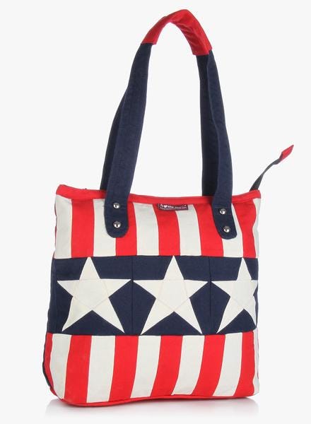 Hand bag American Star duck cotton heavy fabric Tote Bag Shopping Bag, USA flag Patterned Shopping Bag in two style by HOME HEART Brands