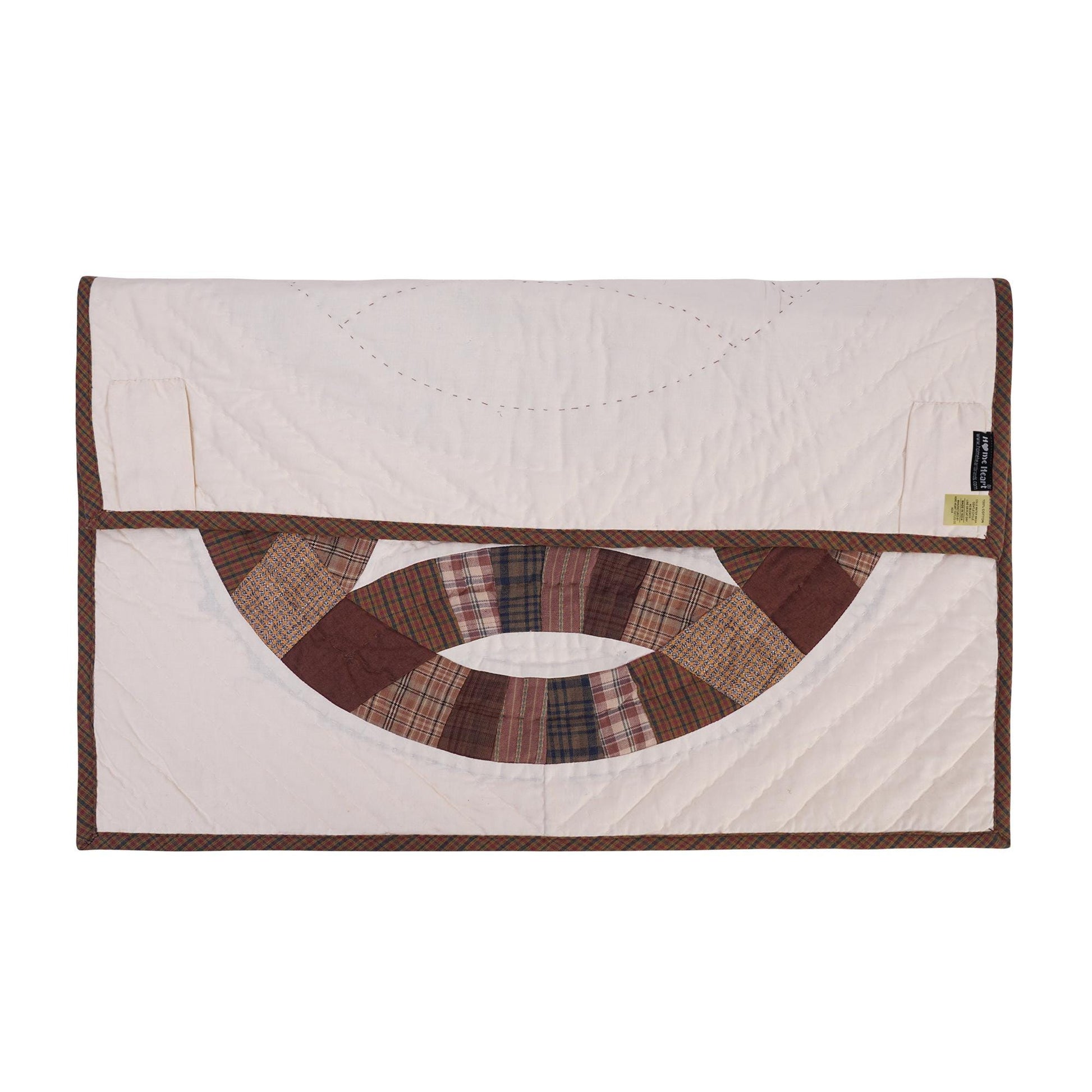 Square block small quilt wall hanging 19"x19" country table topper,two sew pocket hand quilted patchwork by HOME HEART Brands(Made in India)