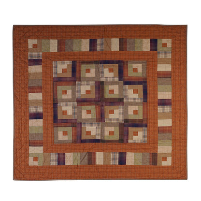 Hand Quilted Throw quilt, wall hanging ,Table Topper 45"x45" patchwork country Autumn log cabin by Home Heart brands (Made in India)