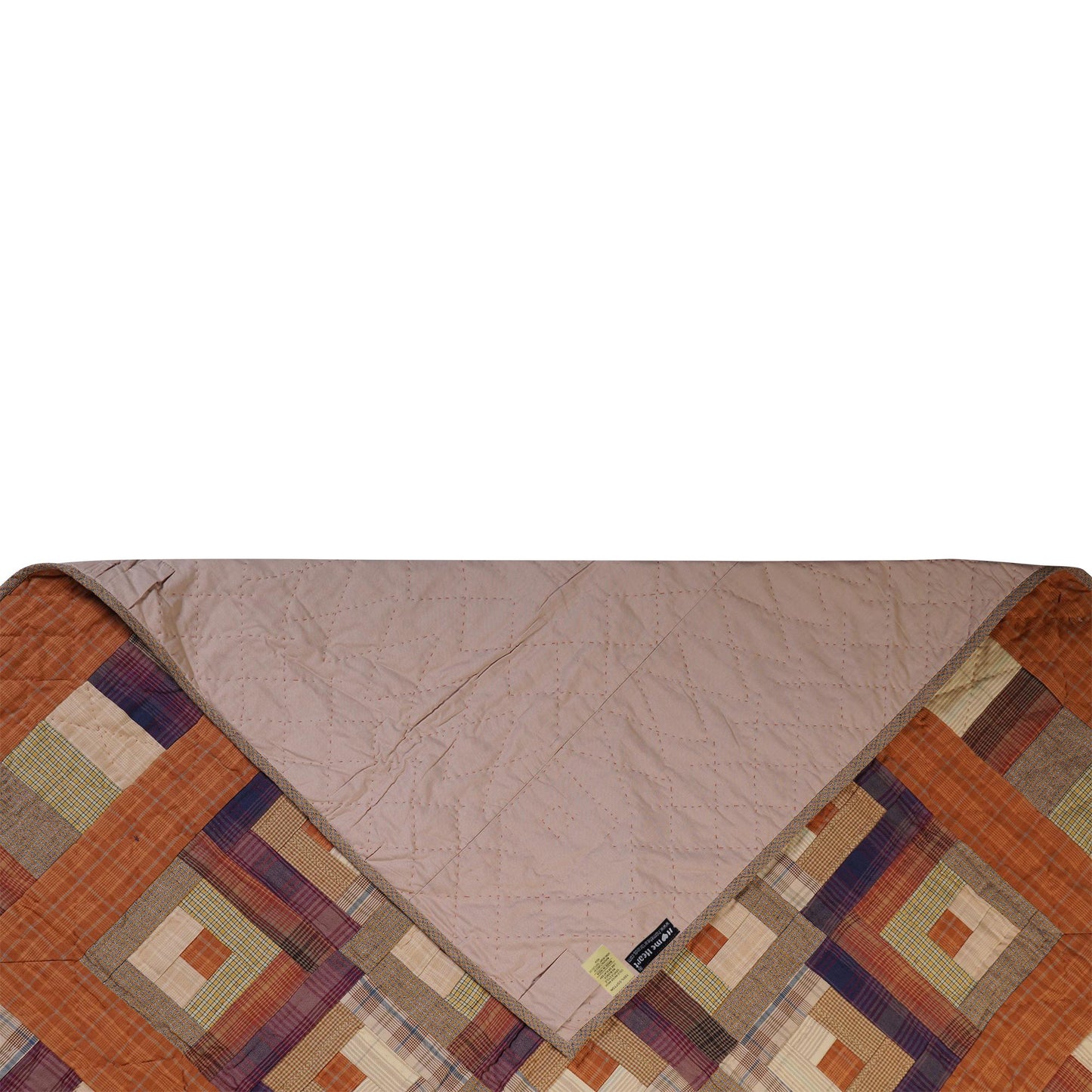 Hand Quilted Throw quilt, wall hanging ,Table Topper 45"x45" patchwork country Autumn log cabin by Home Heart brands (Made in India)