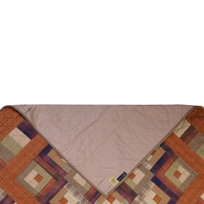 Hand Quilted Throw quilt, wall hanging ,Table Topper 45"x45" patchwork country Autumn log cabin by Home Heart brands (Made in India)