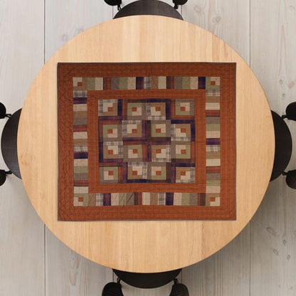 Hand Quilted Throw quilt, wall hanging ,Table Topper 45"x45" patchwork country Autumn log cabin by Home Heart brands (Made in India)