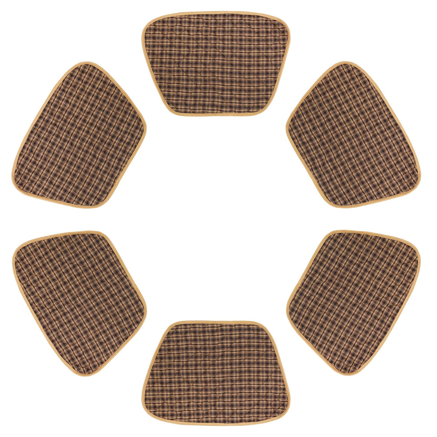 Wedge quilted placemat ,Trivet, pot holder, table mat Farm house Buffalo plaid cotton black & tan reversible mat by HOME HEART Brands(India)