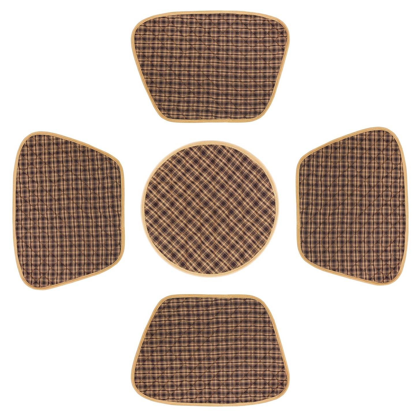Wedge quilted placemat ,Trivet, pot holder, table mat Farm house Buffalo plaid cotton black & tan reversible mat by HOME HEART Brands(India)