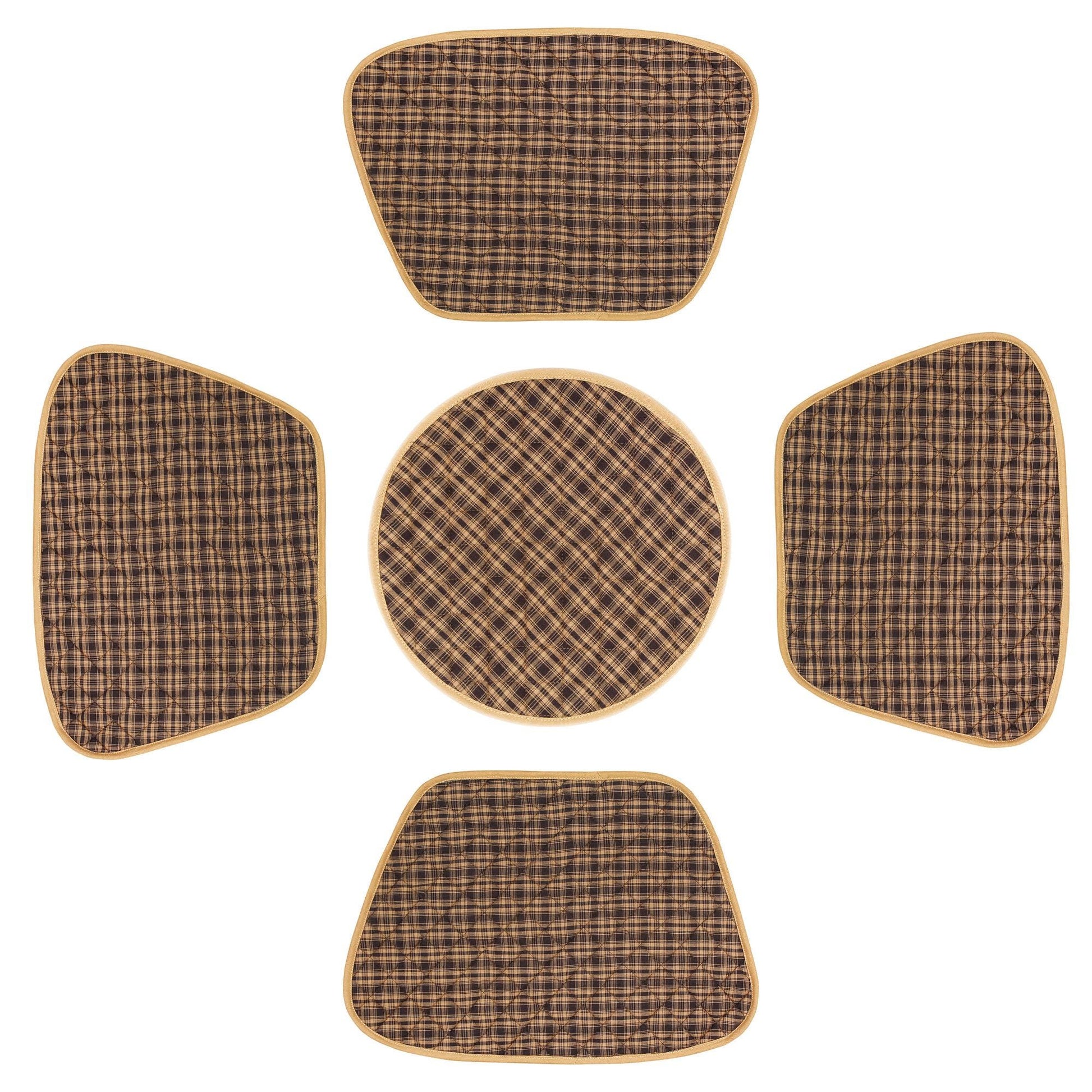 Wedge quilted placemat ,Trivet, pot holder, table mat Farm house Buffalo plaid cotton black & tan reversible mat by HOME HEART Brands(India)