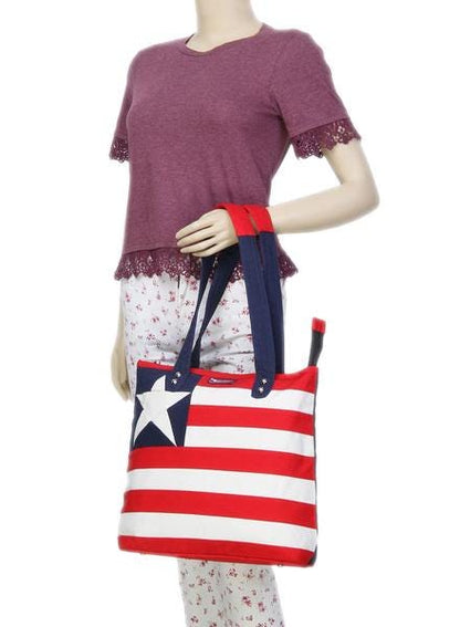 American flag Star pattern duck heavy cotton fabric Tote Bag Shopping Bag, Patterned Shopping Bag in two style by HOME HEART Brands