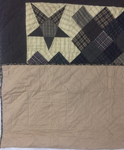 Hand Quilted Throw, wall hanging ,Table Topper quilt 50"x60" country primitive blazing star square by Home Heart brands (Made in India)