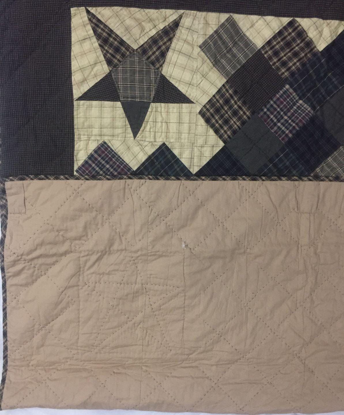 Hand Quilted Throw, wall hanging ,Table Topper quilt 50"x60" country primitive blazing star square by Home Heart brands (Made in India)